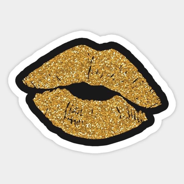 Gold Glittery Lips Sticker by TNMGRAPHICS